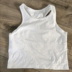 Lululemon Athletica White Ribbed Tank Top